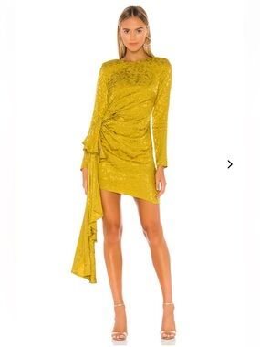 Lovers + Friends Chartreuse Asymmetrical Velvet Mini Dress